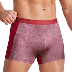 Unterhosen Männer Unterwäsche Boxer Solide Beutel Shorts Badehose Mittlere Taille Patchwork Slip Nahtlose Enge Höschen Elastizität Dessous