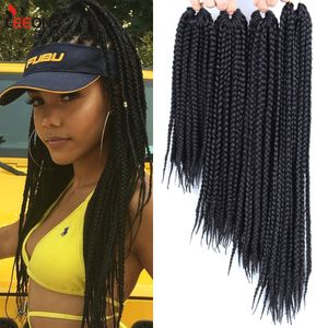 Human Hair Bułki 12 16 20 24 30 cala syntetyczne boks Braids Box Crochet Hair Extension Trzy-warstwowe włosy do afrykańskiego brudnego warkocza 230906