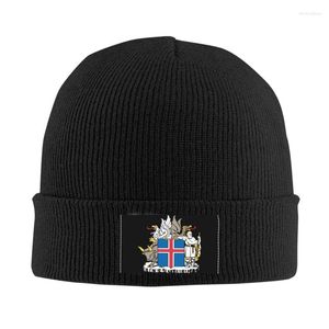 Berets Coat Of Arms Iceland Skullies Beanies Caps Hip Hop Winter Warm Women Men Knitted Hats Unisex Adult National Emblem Bonnet