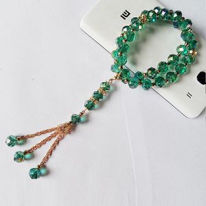 Strand eid al adha haji festival malaquita cristal verde muçulmano pulseira corrente elástica islam pulseras mujer moda jóias