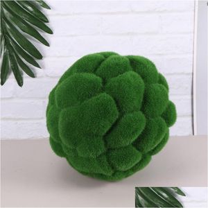 Decorative Flowers Wreaths Mossartificial Balecorative Ornament Green Topiary Rocks Wedding Decor Hanging Boxwood Grass Filler Fau Dhzqs