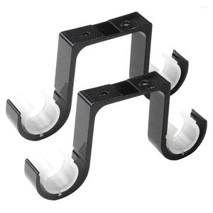 Bath Accessory Set 2Pcs Double Curtain Rod Brackets Ceiling Mount Supports Aluminum Alloy Black