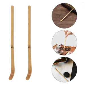 Tea Scoops 2 Pcs Dial Accessory Bamboo Scoop Wood Tools Whisk Durable Creative Spoon