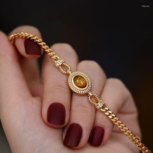 Charmarmband mode rostfritt stål naturligt tiger ögonsten smycken för kvinnor koreansk original design armband