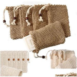 Bath Brushes Sponges Scrubbers Natural Exfoliating Mesh Soap Saver Sisal Bag Pouch Holder For Shower Foaming And Drying Dhs Drop Dhkfr