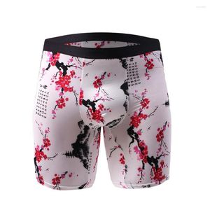 Mutande Boxer elasticizzati a gamba lunga da uomo Intimo in seta di ghiaccio Pantaloncini sportivi traspiranti Boxer Slip Custodia convessa sexy