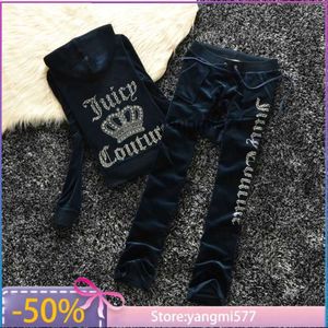 Juicy Apple Womens Tracksuit 여름 브랜드 바느질 정장 벨벳 트랙 슈트 벨로우 여자 트랙 후드티 바지 met