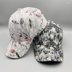 Ball Caps Outdoor Women's Gold Pink Flower Baseball Cap Fashion Breathable Lace Sun Hat Casual Versatile