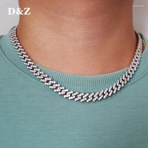 Chains D&Z 9mm 1Row Prong Stone Cuban Link Chain Spring Buckle Iced Out Cubic Zircon Stones With Solid Back For Men Hip Hop Jewelry