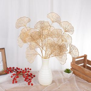 Decorative Flowers 1Pc Gold Artificial Plants Holly Eucalyptus Leaf Fake Wedding Party Arch Flower Arrangement Home Room Table Decorations