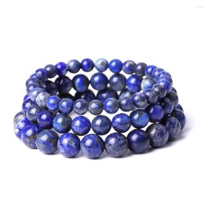 Strand lapis lazuli azul pedra contas pulseira buda yoga amizade strench para mulheres homens jóias braclet