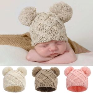 M648 Nuovo Autunno Inverno Neonato Neonato Bambini Cappello lavorato a maglia Carino Palla di lana Berretti con teschio Berretti Bambino Neonati Cappelli caldi