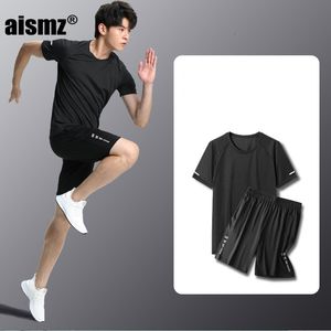 Outros artigos esportivos Aismz Masculino Conjunto Sportswear Kit Manga Curta Roupas Esportivas Homens Correndo Futebol Ginásio Fitness Camisetas Shorts Masculino Treino 230905