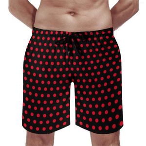 Męskie szorty Red Polka Dots Board Summer Retro Print Sports Surf Beach Short Pants Szybkie suche grafika na Hawajach Plus Size Swimming