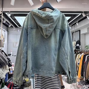 Tung denim streetwear 2023 klädhuvtröja vintage tyg tvättade tröjor tröja överdimensionerade jeans kvinnor hoodies män