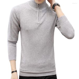 Men's Sweaters Fashion Trendy Turtleneck Mens Pullovers Winter Stand Collar Zipper Slim Fit Casual Knitting Pullover Knitwear