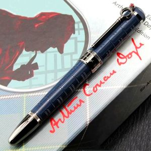 Stor författare Sir Arthur Conan Doyle Rollerball Pen Ballpoint Pen Blue Black Metal Design Office Writing Fountain Pens med serienummer