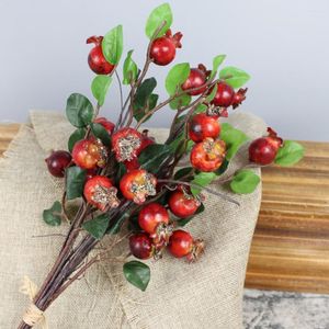 Decorative Flowers Artificial Wedding Bouquet Simulation Pomegranate Flower Christmas Picks Floral Accessories Decorate