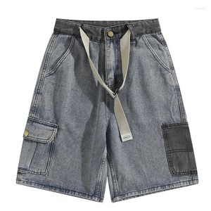 Men's Jeans BOYUE Silk Jump Summer Casual Splicing Work Wear Denim Shorts Fashion Brand American Loose Wide Leg Pants Capris