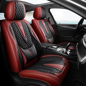 مجموعة كاملة من مقعد سيارة Nappa Leather Care 5 مقاعد عالمية لسيارات مضادة للانزلاق وسادة مقعد مضادة للماء لمعظم السيارات تناسب شاحنة سيدان سيارات الدفع الرباعي -اللون الأحمر