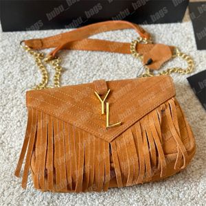 Kış süet el çantaları tasarımcı kahverengi vintage püskül omuz çantaları lüks tasarımcılar kadınlar crossbody messenger y cüzdanı dava açmış çanta kılıfları