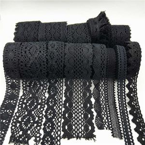 2yards Lot 10mm-50mm Black Cotton Lace Ribbon For Apparel Sewing Fabric Trim Cotton Crocheted Lace Fabric Handmade Accessories