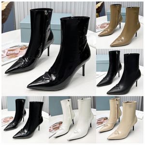 Monolith Re-Nylon Boots 디자이너 전투 삼각형 부츠 여성 가죽 발목 부츠 파우치 배틀 신발 고무 겨울 플랫폼 신발