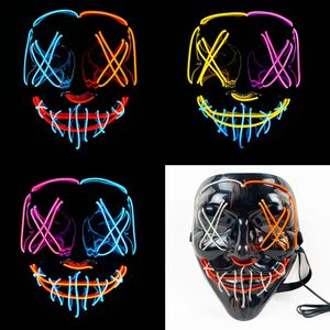 Maschera per feste di Halloween a luce fredda led Maschera a V nera Glow Ghost Walk Dance Maschera a luce fredda in stock