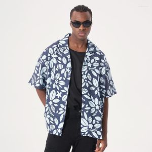 Camicie casual da uomo 2023 Camicia da uomo oversize floreale estiva Lyocell Beach Style Stampato Coppie Top larghi Cappotto Taglia XS-XXXL