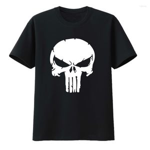 Men's T-skjortor En lång tandad skalle bomullst-shirt kreativ camisa kort ärm tee män avslappnade roupas masculinas mens y2k lös humor