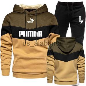 Tracksuits masculinos nova moda masculina impressão esportes desgaste listra hoodies + sweatpants outono inverno diário jogging duas peças ternos masculino casual tracksuit x0907