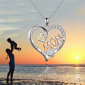 Chains High Appearance Level Diamond Encrusted Letter Double Love Mom Fashion Rose Statement Necklace Necklaces Stainless Steel