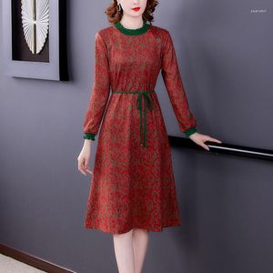 Casual Dresses Quality Dress Women's Long Sleeved Autumn/Winter 2023 Mid Aged and Eldly Mom's Fashionable Large Size Kirt