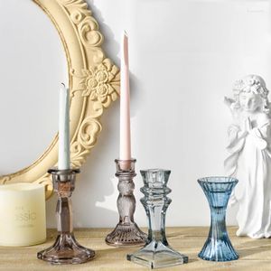 Titulares de vela peça central suporte de vidro copo de casamento nordic varas mesas transparentes estética bougies et suporta decoração