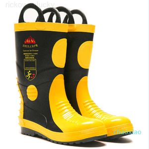 rain boots Fire fighting boots shoes with steel toe cap fireman protected wearing rubber flame retardant safety products Fireman Boots prevent Rubber