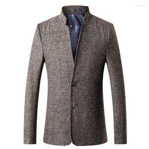 Ternos masculinos fino ajuste sólido terno jaqueta homem vestido de casamento blazer masculino gola masculina túnica chinesa plus size FS-167