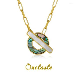 Kedjor Natural Mother of Pearl Abalone Shell 925 Silver Gold Plated Necklace For Women OT Buckle 51cm Choker Halsband 2023 Gåva