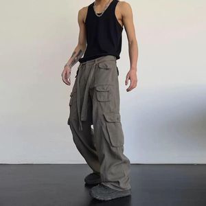 Männer Hosen High Street Retro Casual Große Tasche Overalls Männer/frauen Frühling/herbst Lose Gerade Hip-hop breite Bein