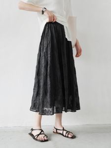Skirts Elastic Waist Long Skirt D Flower Umbrella Women's Summer Floral Versatile Slim Korean Fashion Clothing