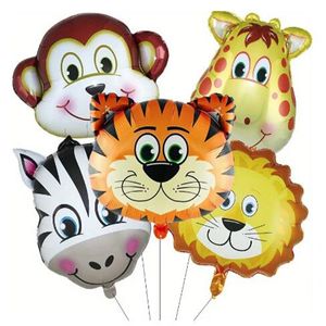 Jungle Safari Animals Head Foil Balloons Tiger Zebra Giraff Lion Monkey Birthday Party Decorations Supplies Baby Shower GC2286