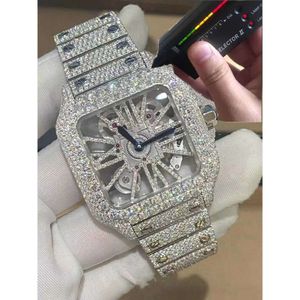 jkbj wristwatch luxury Digner Custom Skeleton sier Moissanite Diamond Watch Pass tted Quartzムーブメント