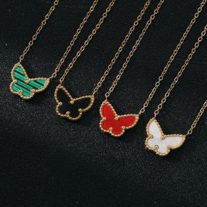 Chains Korean Sweet Butterfly Necklace For Women Stainless Steel Pendant Fashion Chain Choker INS Trendy Jewelry Daily