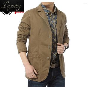 Mäns kostymer Autumn Spring Men Casual Blazers Cotton Denim Parka Parm Fit Jackets Army Green Khaki Big Size M -xxxxl A0287