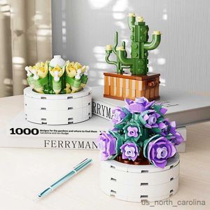 Blocks Potted Building Blocks Plants Succulent Flowers Home Decoration Children's Educational Assembly Toys Holiday Gifts R230907