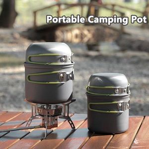 Panelas ao ar livre fogão de acampamento conjunto de panelas antiaderente portátil piquenique pote viagem mini durável cozinha sopa kit cozinhar
