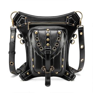 Taillentaschen Gothic Fanny Pack Beintasche Vintage Nieten Dekor Umhängetasche Steampunk Motorrad Geldbörse Y2K Stil Tasche 230907