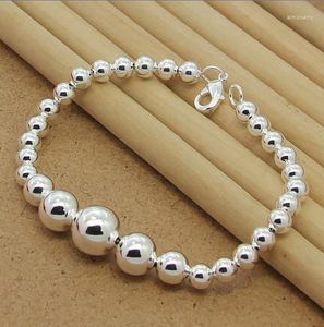 Strand 925 Sterling Silver Ball Charm Charm Armband Bangle Fashion Women Wedding Engagement Jewets Gifts Pulseira