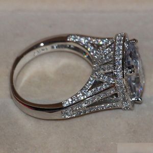 Fedi nuziali misura 5-11 gioielli di lusso 8 ct grande pietra zaffiro bianco 14 kt oro riempito Gf diamante simulato anello di fidanzamento per matrimonio L Dh7Ed