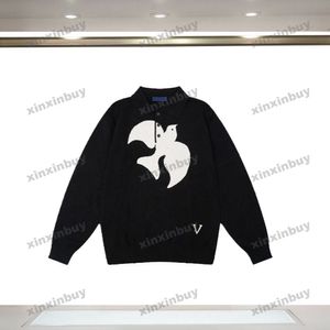 Xinxinbuy Men Designer Hoodie Sweatshirt 23SS Paris Peace Dove Letter Jacquard Mönster Långärmkvinnor Grön svart lila S-XL