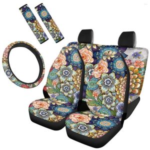 Car Seat Covers Mandala Pattern Vehicle Clean Protector Front Rear SeatBelt Steering Wheel Brand Design For Women Men Kids DIY